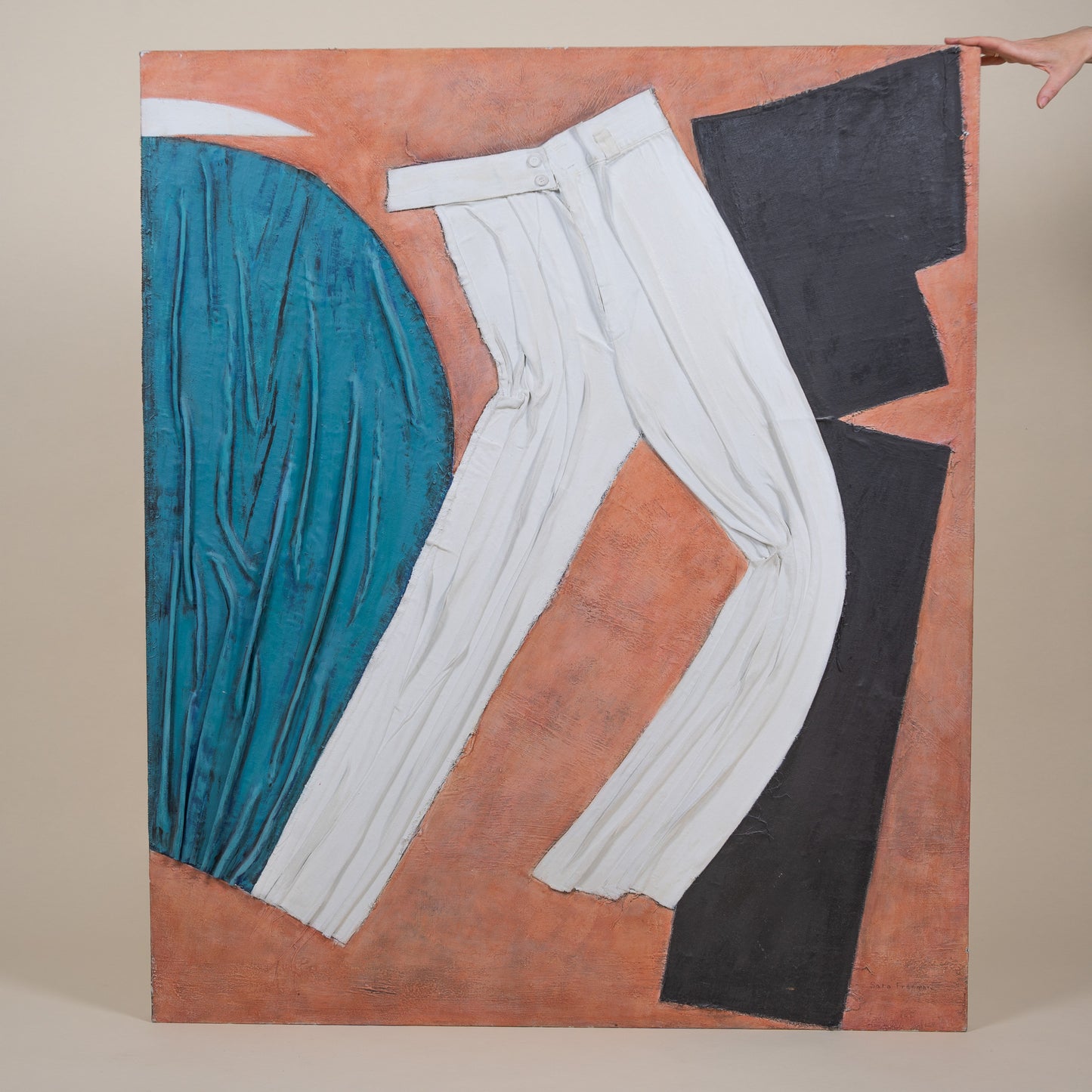 Mixed Media Abstract Painting with Denim by Sara Freeman