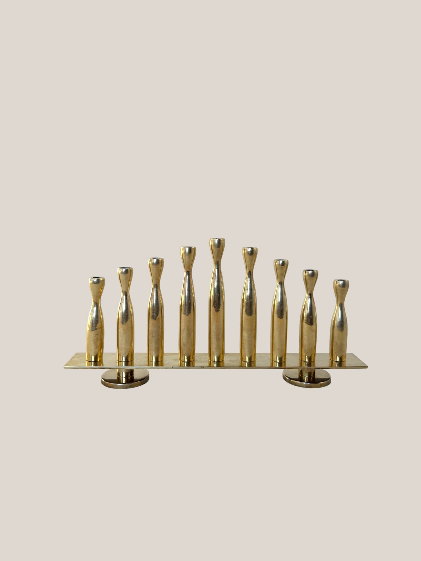 Solid Brass Modernist Menorah by Sid Goldberg 1998