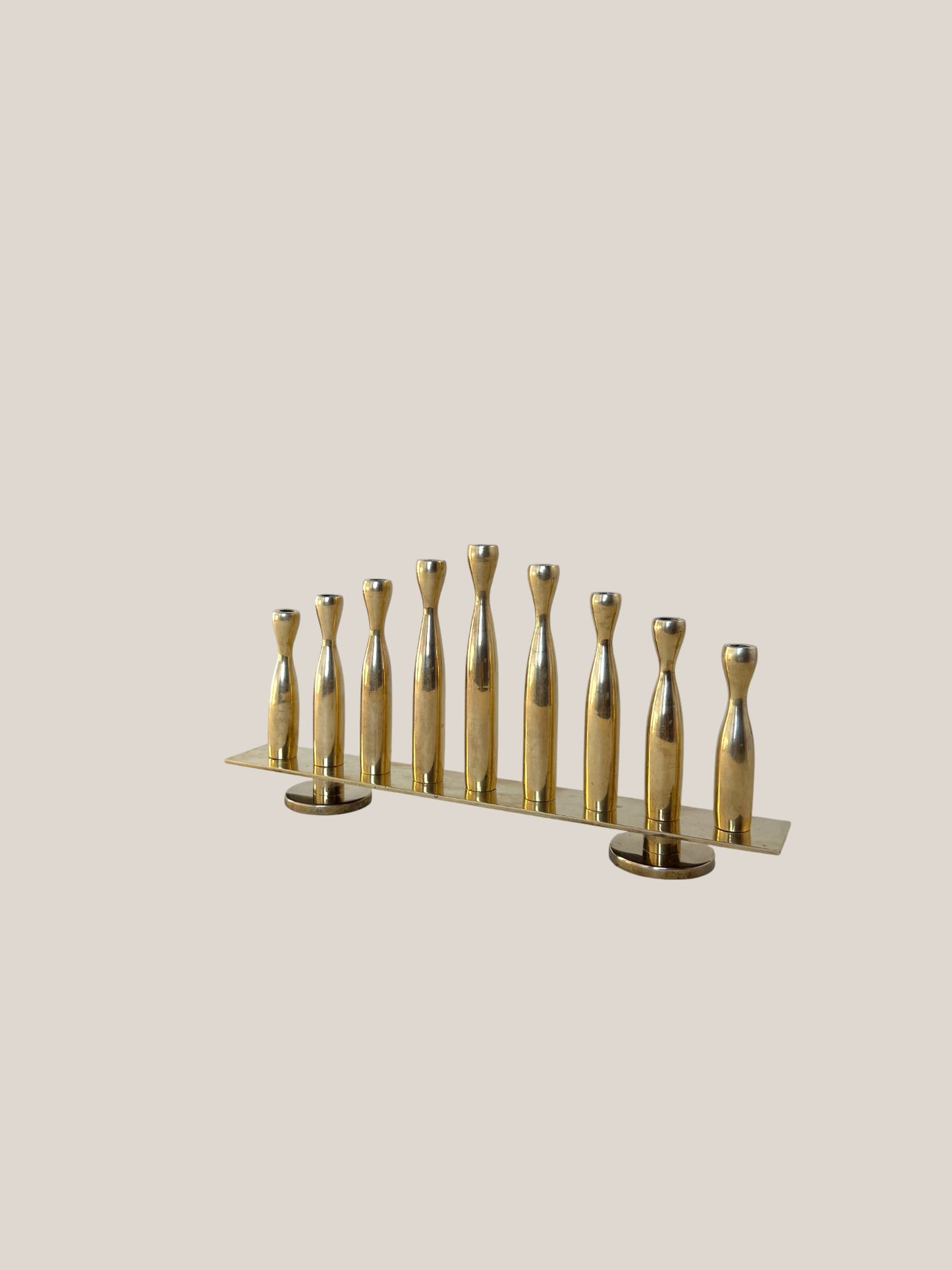 Solid Brass Modernist Menorah by Sid Goldberg 1998