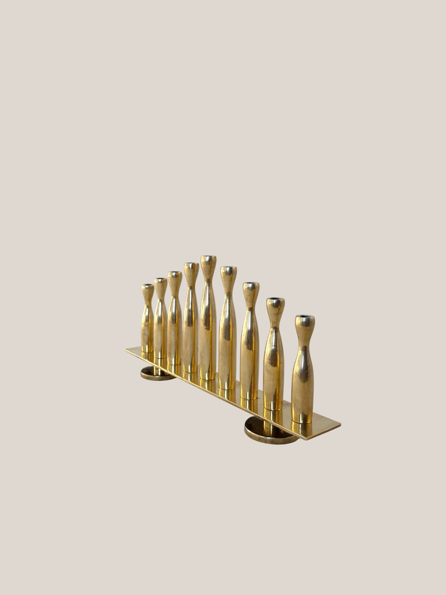 Solid Brass Modernist Menorah by Sid Goldberg 1998
