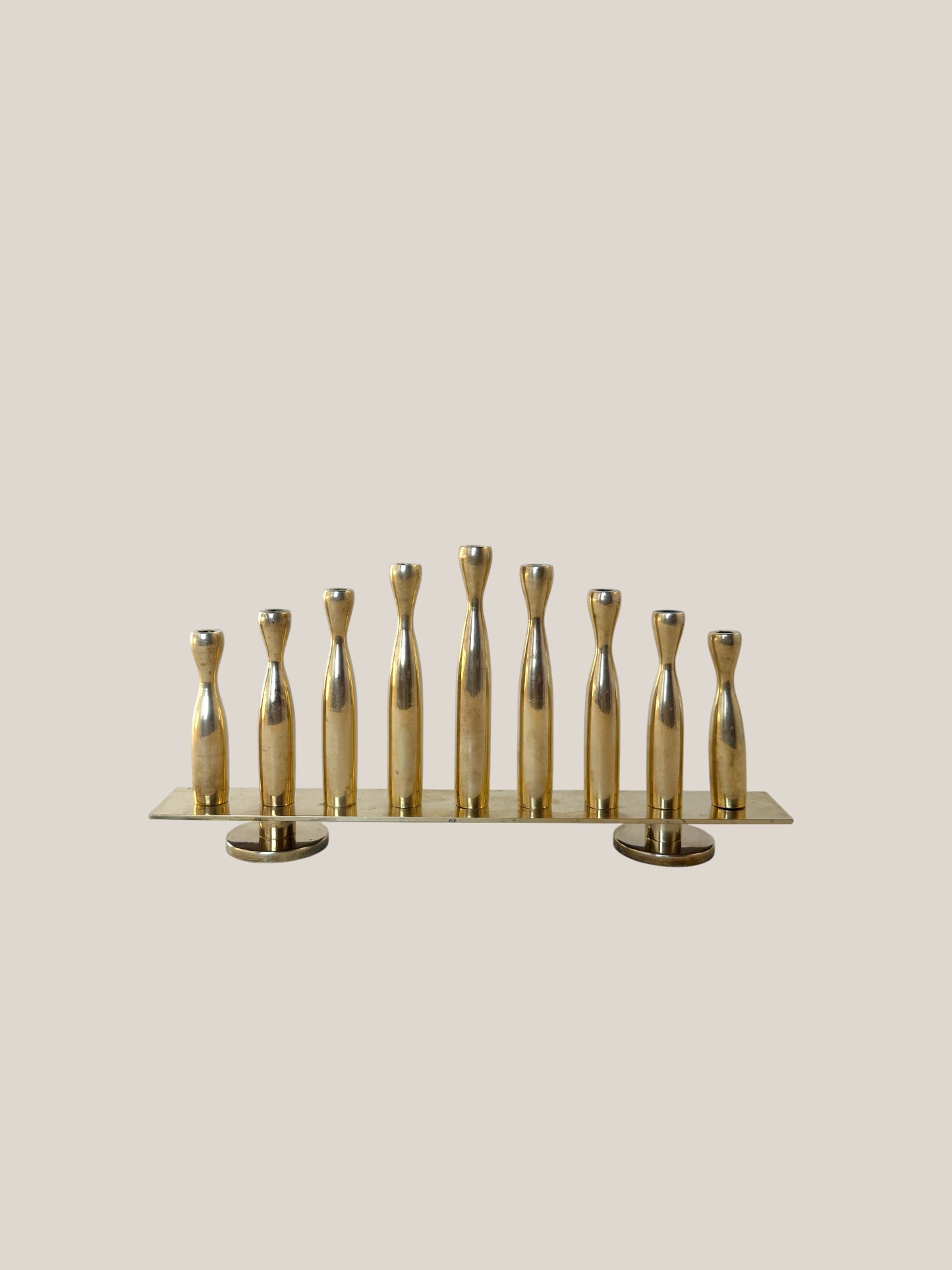 Solid Brass Modernist Menorah by Sid Goldberg 1998