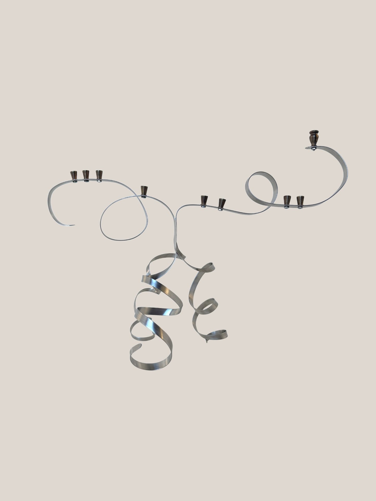 Whimsical Stainless Steel Menorah by Fluffy Palmer 1999