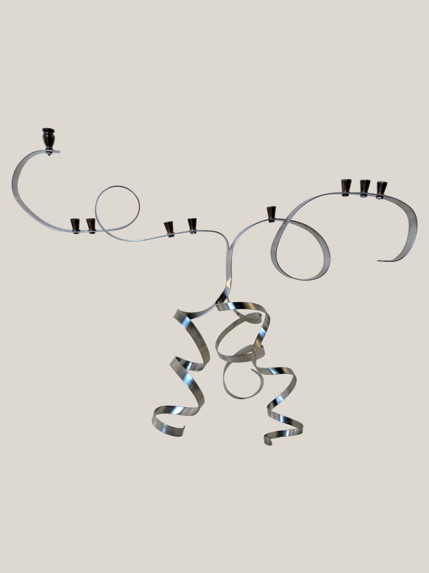 Whimsical Stainless Steel Menorah by Fluffy Palmer 1999