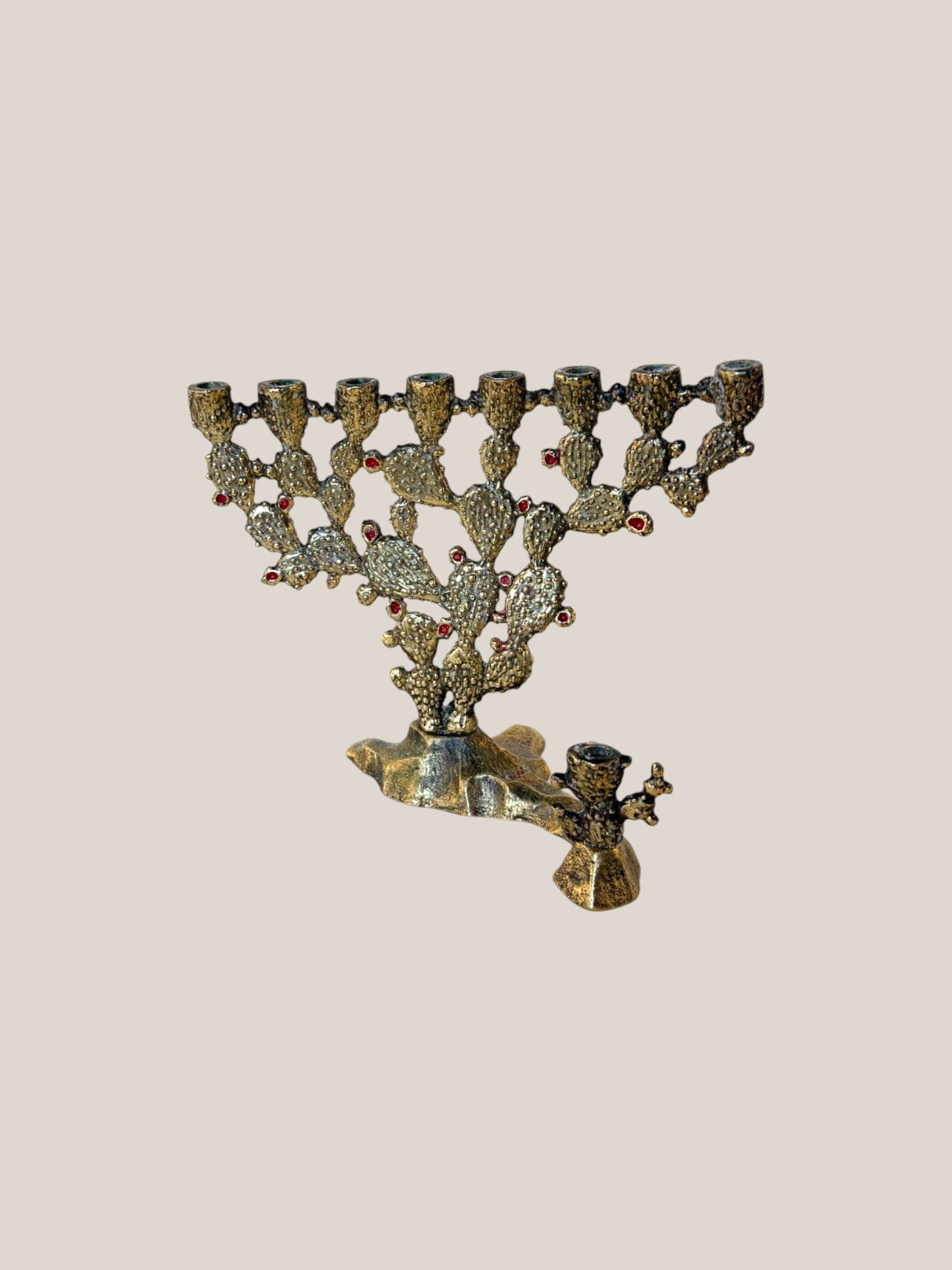 Brass Cactus Menorah by Hen Holon