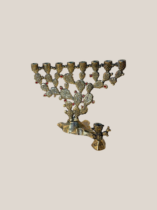 Brass Cactus Menorah by Hen Holon