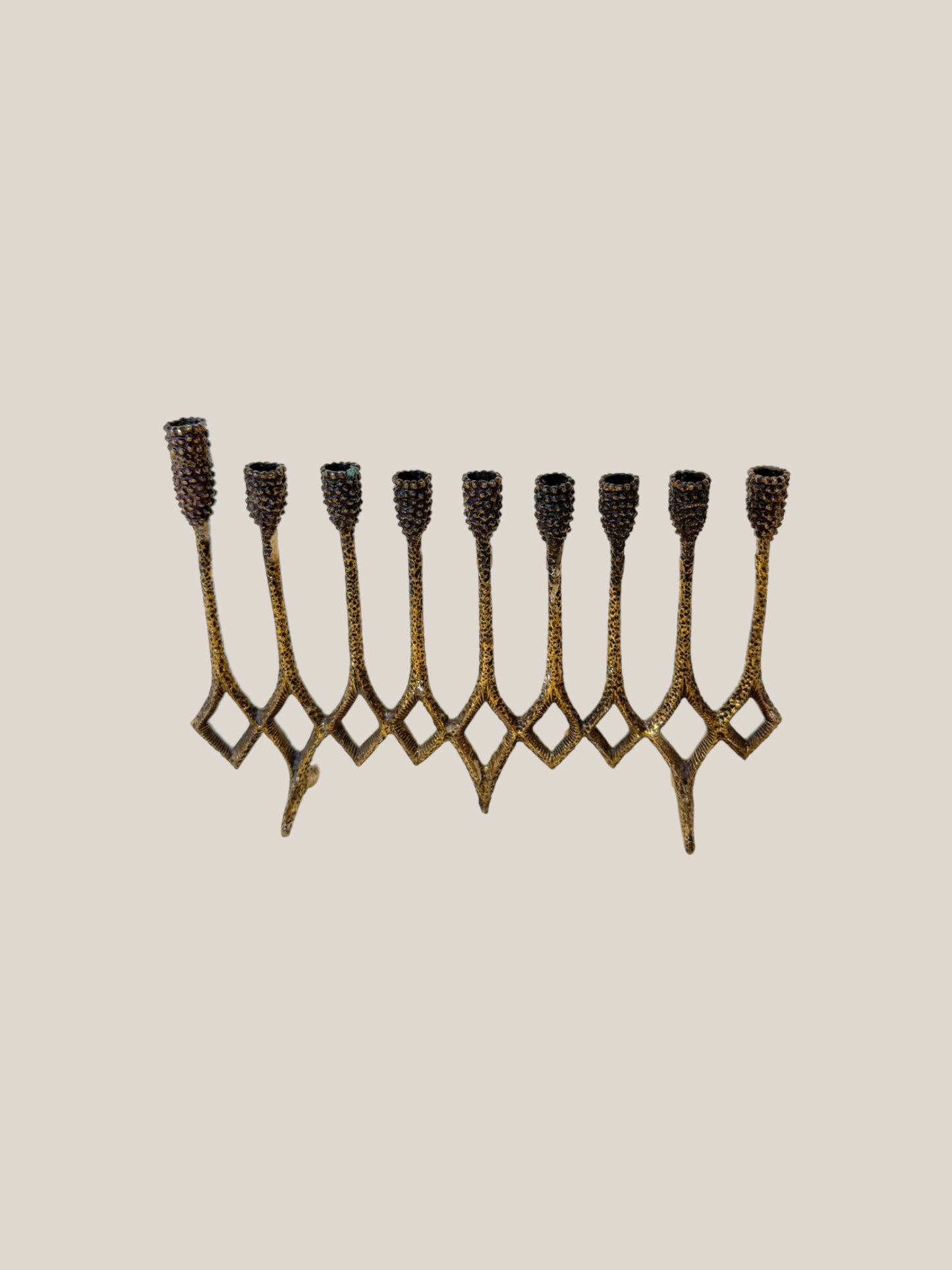 Brass Brutalist Menorah