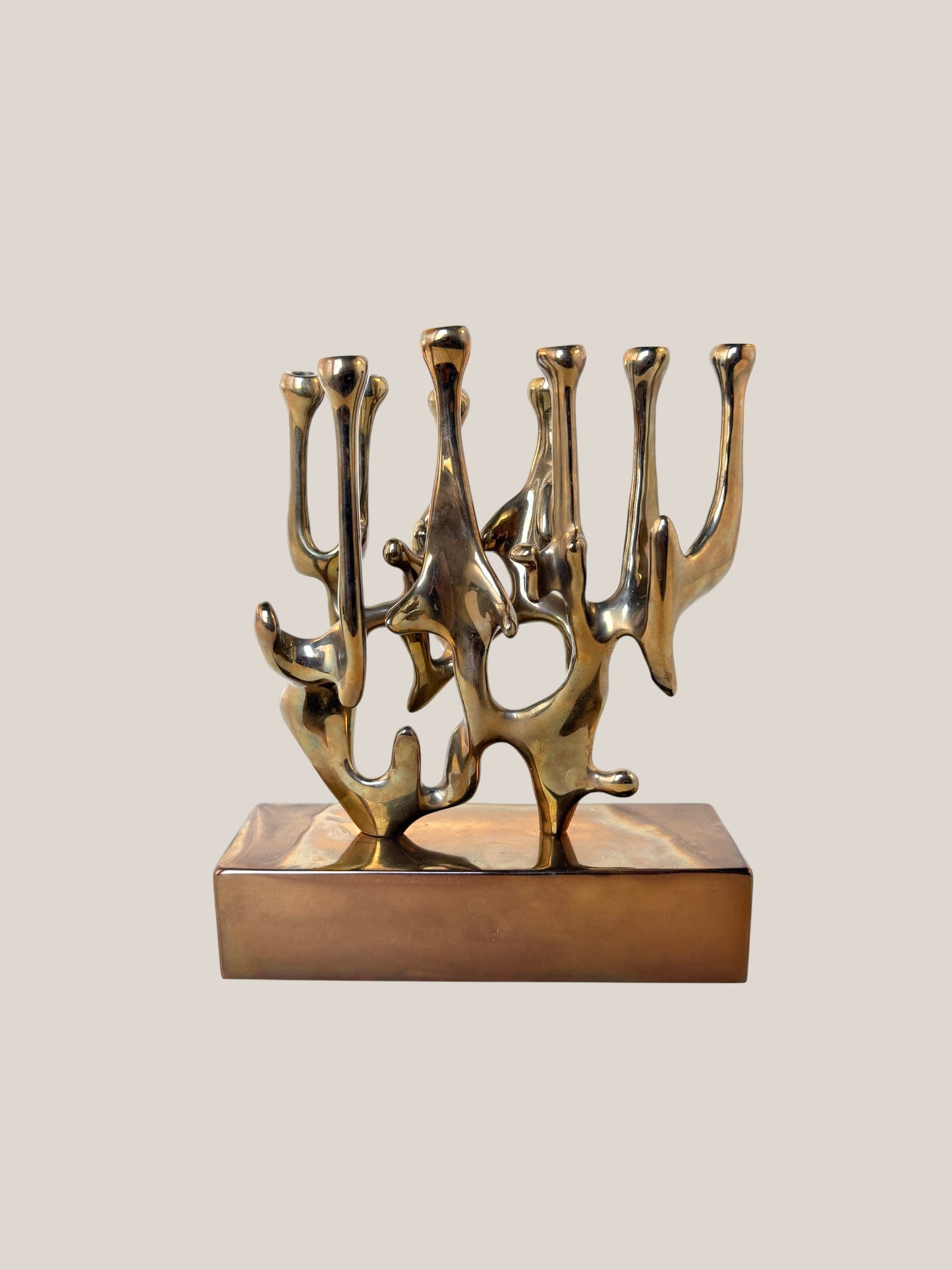 Brass Sculptural Menorah by Eli Karpel