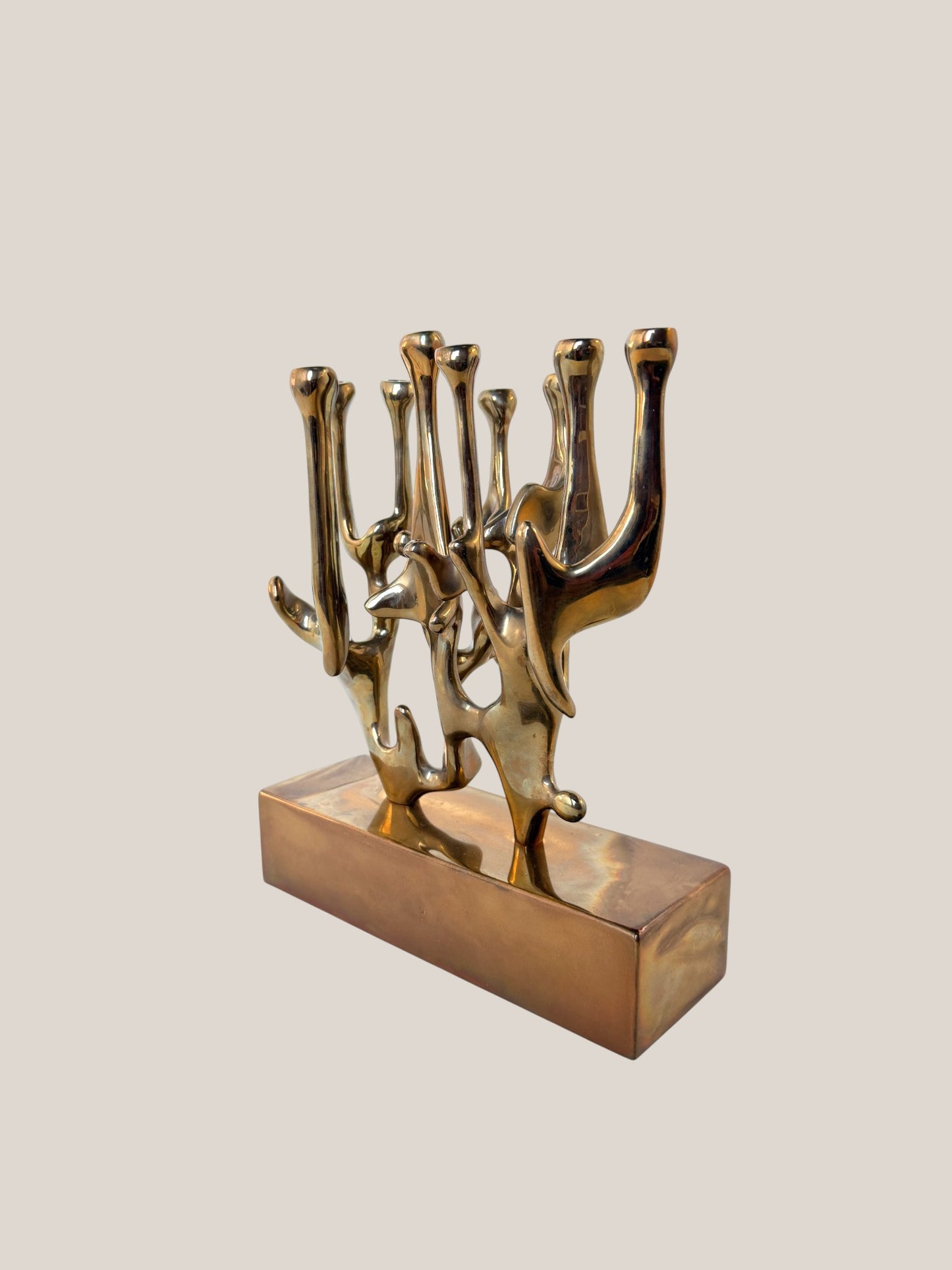 Brass Sculptural Menorah by Eli Karpel