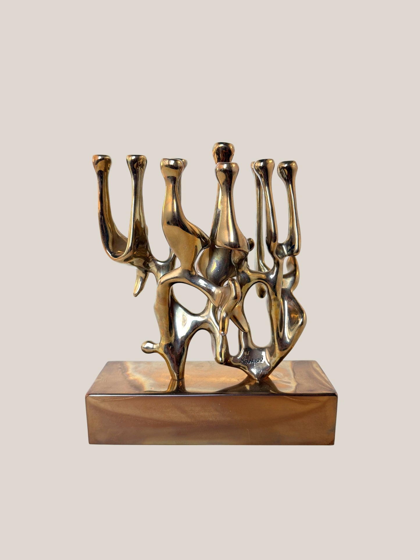 Brass Sculptural Menorah by Eli Karpel