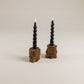 Figural Carved Wood Candle Holders